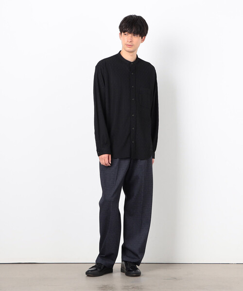 COMME CA ISM（コムサイズム）の「ダイヤ柄ジャガード バンドカラーシャツ（シャツ/ブラウス・メンズ・ブラック/チャコール・MEDIUM/LARGE）」の3枚目の写真