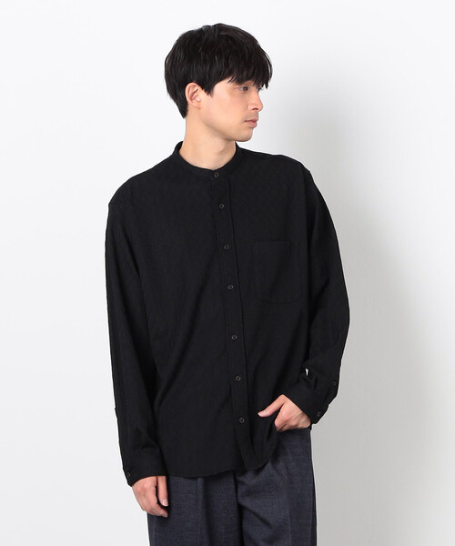 COMME CA ISM（コムサイズム）の「ダイヤ柄ジャガード バンドカラーシャツ（シャツ/ブラウス・メンズ・ブラック/チャコール・MEDIUM/LARGE）」の4枚目の写真