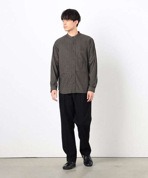 COMME CA ISM（コムサイズム）の「ダイヤ柄ジャガード バンドカラーシャツ（シャツ/ブラウス・メンズ・ブラック/チャコール・MEDIUM/LARGE）」の5枚目の写真