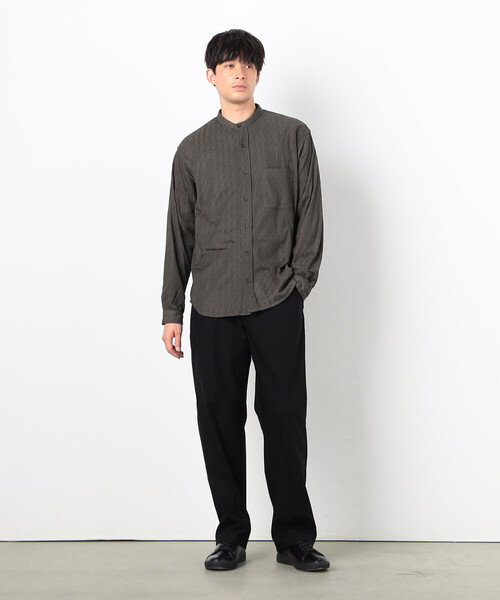 COMME CA ISM（コムサイズム）の「ダイヤ柄ジャガード バンドカラーシャツ（シャツ/ブラウス・メンズ・ブラック/チャコール・MEDIUM/LARGE）」の6枚目の写真
