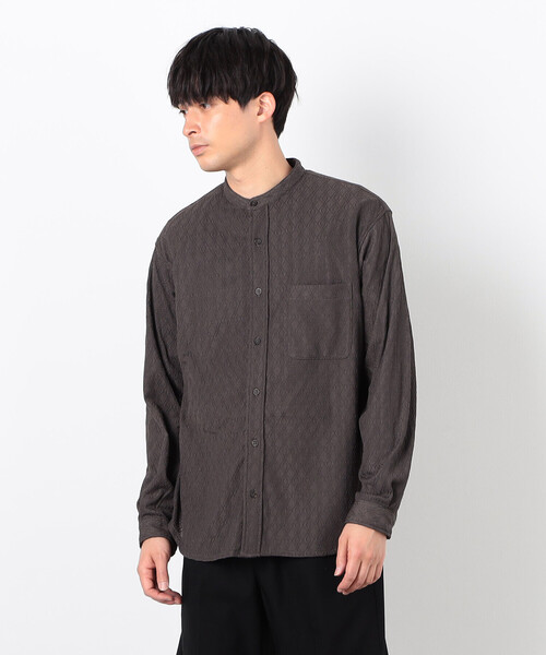 COMME CA ISM（コムサイズム）の「ダイヤ柄ジャガード バンドカラーシャツ（シャツ/ブラウス・メンズ・ブラック/チャコール・MEDIUM/LARGE）」の7枚目の写真