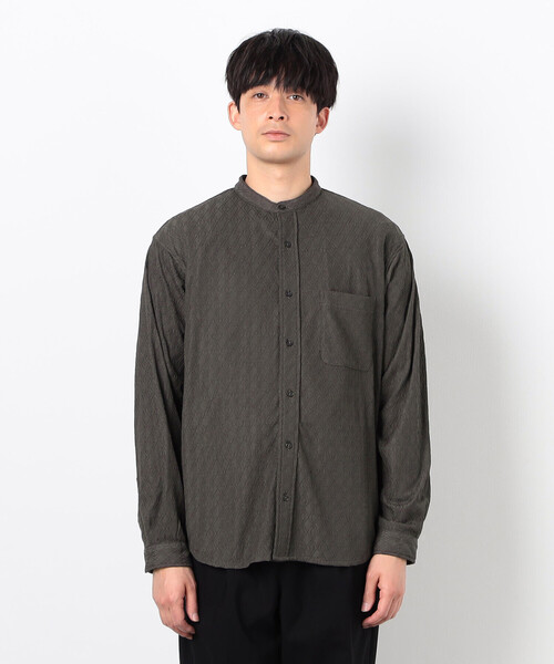 COMME CA ISM（コムサイズム）の「ダイヤ柄ジャガード バンドカラーシャツ（シャツ/ブラウス・メンズ・ブラック/チャコール・MEDIUM/LARGE）」の8枚目の写真