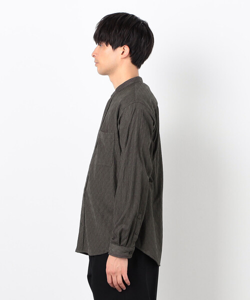 COMME CA ISM（コムサイズム）の「ダイヤ柄ジャガード バンドカラーシャツ（シャツ/ブラウス・メンズ・ブラック/チャコール・MEDIUM/LARGE）」の9枚目の写真