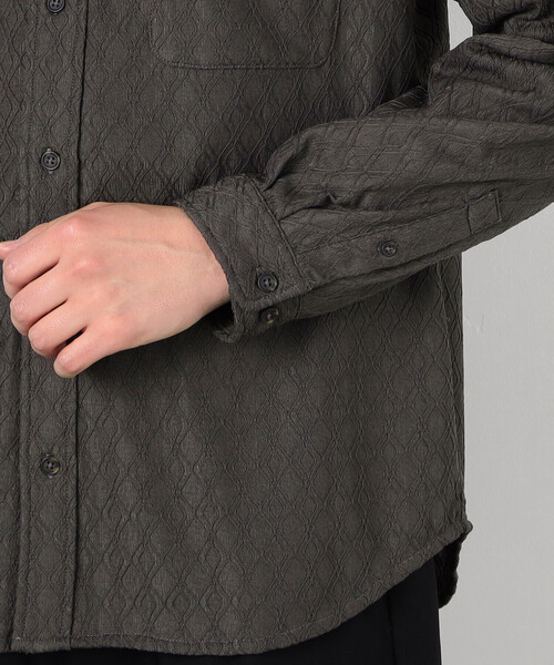 COMME CA ISM（コムサイズム）の「ダイヤ柄ジャガード バンドカラーシャツ（シャツ/ブラウス・メンズ・ブラック/チャコール・MEDIUM/LARGE）」の12枚目の写真