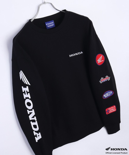 WESTSEA(ウエストシー)の「HONDA × MONSTER WORLD 長袖 裏毛トレーナー(スウェット・メンズ・ホワイト/ブラック系その他/ホワイト系その他/ブラック・L/M)」の1枚目の写真