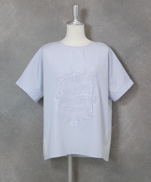 STUDIO PICONE（スタジオピッコーネ）の「カットワーク刺繍冷感Ｔシャツ（Tシャツ/カットソー・レディース・ネイビー/ホワイト/ブルー・LL/L/M）」の11枚目の写真