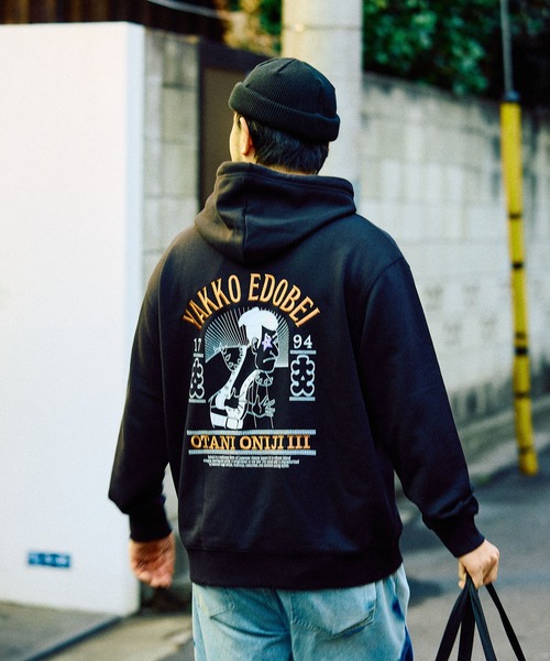  j.n.r.d（ジェー・エヌ・アール・ディー）の「【和シリーズ】j.n.r.d/大谷鬼次プルパーカー（パーカー・メンズ・ホワイト系その他/チャコールグレー・M/L/LL）」の3枚目の写真