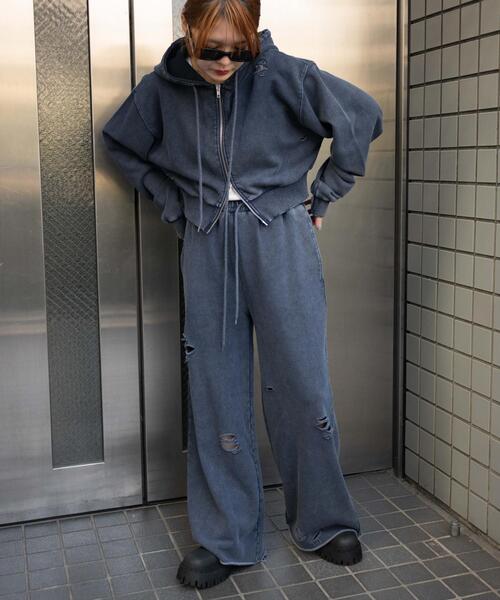 WEGO（ウィゴー）の「WEGO/ダメージスウェットワイドパンツ（スウェットパンツ・レディース・ブルー/ブラック/杢グレー/その他1・FREE）」の20枚目の写真