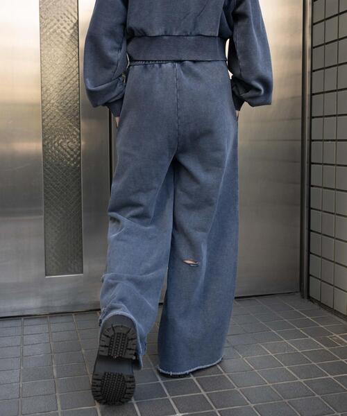 WEGO（ウィゴー）の「WEGO/ダメージスウェットワイドパンツ（スウェットパンツ・レディース・ブルー/ブラック/杢グレー/その他1・FREE）」の8枚目の写真