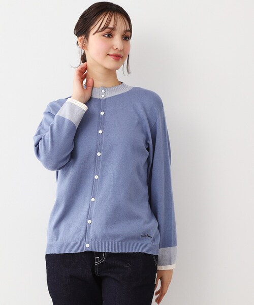 LAURA ASHLEY(ローラアシュレイ)の「【WEB限定色!/日本製/ワンマイルウエア】 コットン コンパクトヤーン カーディガン(カーディガン/ボレロ・レディース・ブルー系・38)」の1枚目の写真