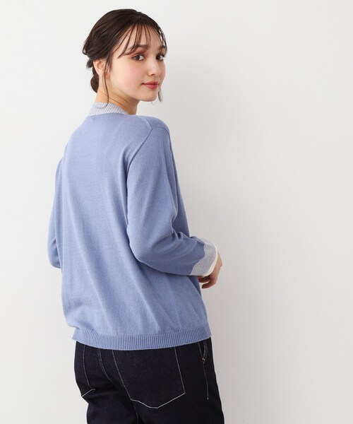 LAURA ASHLEY(ローラアシュレイ)の「【WEB限定色!/日本製/ワンマイルウエア】 コットン コンパクトヤーン カーディガン(カーディガン/ボレロ・レディース・ブルー系・38)」の2枚目の写真