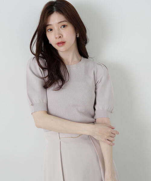 PROPORTION BODY DRESSING(プロポーションボディドレッシング)の「パフスリーブリブニット / 1215170301(ニット/セーター・レディース・レッド/ホワイト系その他/ブラック/グレー・SMALL/MEDIUM)」の1枚目の写真