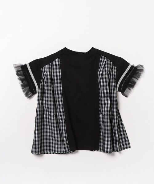 unica（ユニカ）の「サイドプリーツチェックＴ（Tシャツ/カットソー・キッズ・ブラック/オフホワイト・S/M/L/XL）」の3枚目の写真