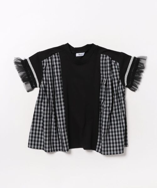 unica（ユニカ）の「サイドプリーツチェックＴ（Tシャツ/カットソー・キッズ・ブラック/オフホワイト・S/M/L/XL）」の14枚目の写真