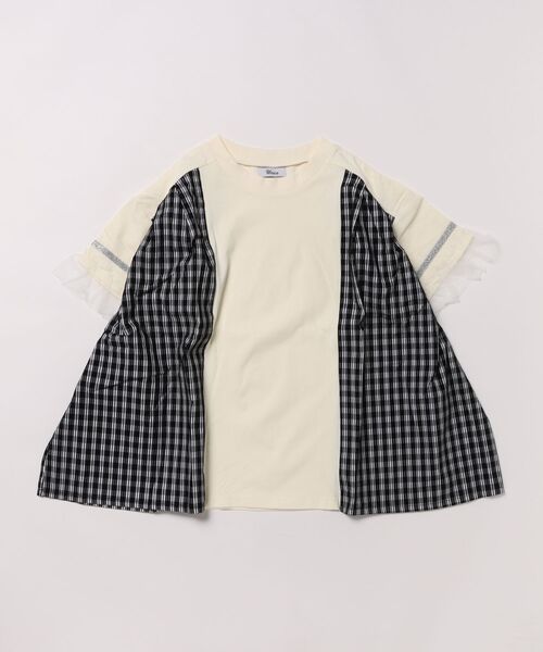 unica（ユニカ）の「サイドプリーツチェックＴ（Tシャツ/カットソー・キッズ・ブラック/オフホワイト・S/M/L/XL）」の15枚目の写真