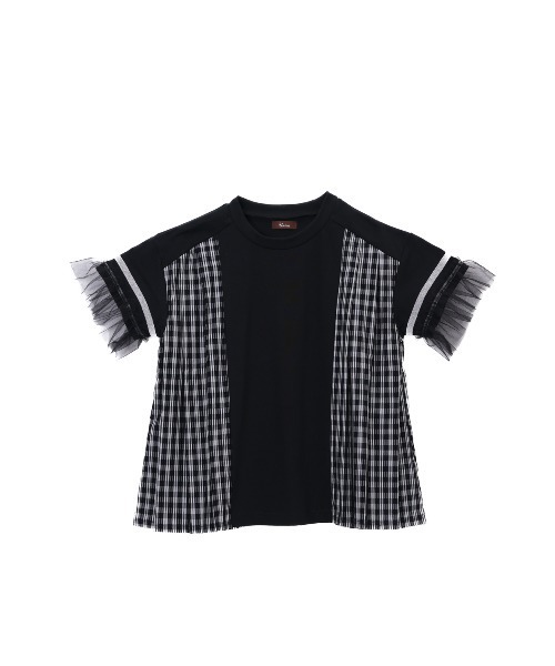 unica（ユニカ）の「サイドプリーツチェックＴ（Tシャツ/カットソー・キッズ・ブラック/オフホワイト・S/M/L/XL）」の9枚目の写真