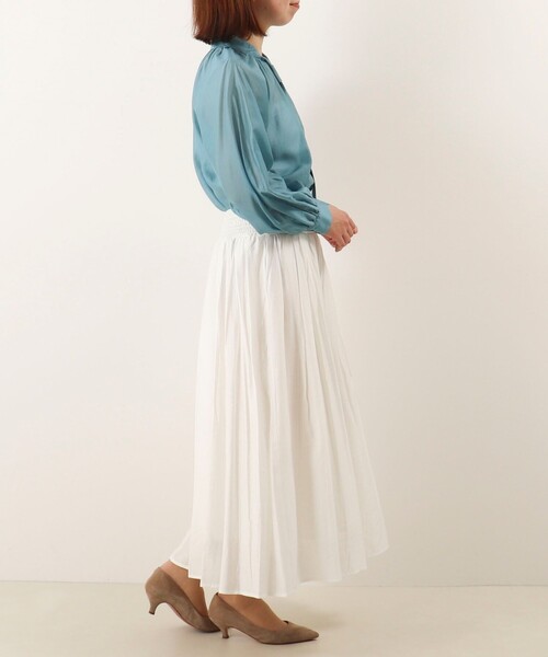 MICO COULIER（ミコクリエ）の「《セットアップ対応》シルキーローンスカート（スカート・レディース・サックスブルー/オフホワイト/チャコールグレー・38/36）」の11枚目の写真