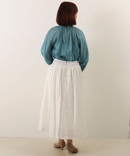 MICO COULIER（ミコクリエ）の「《セットアップ対応》シルキーローンスカート（スカート・レディース・サックスブルー/オフホワイト/チャコールグレー・38/36）」の12枚目の写真