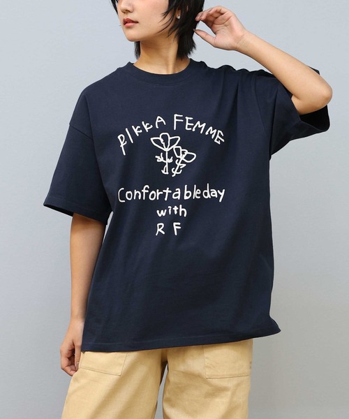 ムラサキスポーツ(ムラサキスポーツ)の「RIKKA FEMME/リッカファム Tシャツ RF25SS11(Tシャツ/カットソー・レディース・ライトベージュ/ネイビー/ホワイト・FREE)」の3枚目の写真