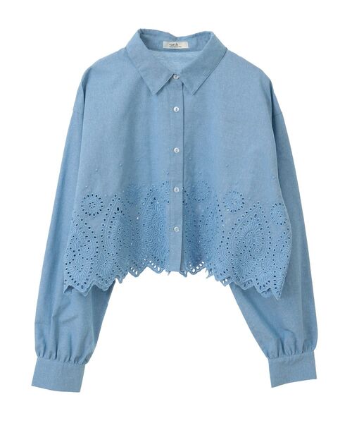 earth music&ecology(アースミュージックアンドエコロジー)の「スカラップトリムシャツ(シャツ/ブラウス・レディース・ブラック/オフホワイト/ブルー・FREE)」の17枚目の写真