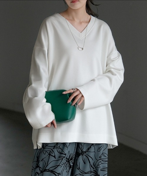 HUG.U（ハグユー）の「とろける極のび ポンチ Tシャツ ロンT 長袖ver.（Tシャツ/カットソー・レディース・ライトグレー/グレイッシュブルー/ブラック/ミント/ホワイト/グレイッシュベージュ/スモークピンク/ブラック系その他/ブルー系その他/グリーン系その他/グレー系その他/ピンク系その他/ベージュ系その他/ホワイト系その他・FREE）」の3枚目の写真