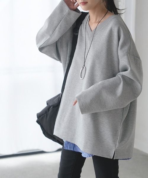 HUG.U（ハグユー）の「とろける極のび ポンチ Tシャツ ロンT 長袖ver.（Tシャツ/カットソー・レディース・ライトグレー/グレイッシュブルー/ブラック/ミント/ホワイト/グレイッシュベージュ/スモークピンク/ブラック系その他/ブルー系その他/グリーン系その他/グレー系その他/ピンク系その他/ベージュ系その他/ホワイト系その他・FREE）」の7枚目の写真