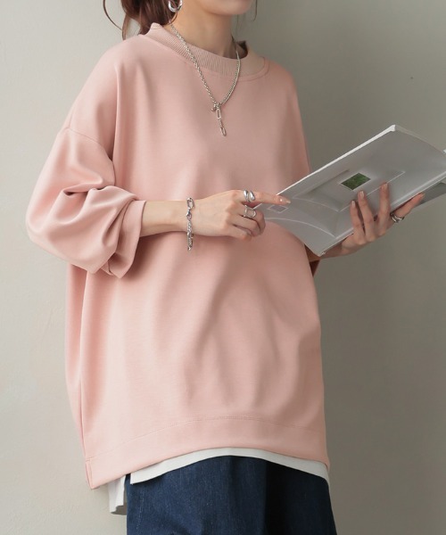 HUG.U（ハグユー）の「とろける極のび ポンチ Tシャツ ロンT 長袖ver.（Tシャツ/カットソー・レディース・ライトグレー/グレイッシュブルー/ブラック/ミント/ホワイト/グレイッシュベージュ/スモークピンク/ブラック系その他/ブルー系その他/グリーン系その他/グレー系その他/ピンク系その他/ベージュ系その他/ホワイト系その他・FREE）」の18枚目の写真