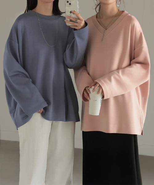 HUG.U（ハグユー）の「とろける極のび ポンチ Tシャツ ロンT 長袖ver.（Tシャツ/カットソー・レディース・ライトグレー/グレイッシュブルー/ブラック/ミント/ホワイト/グレイッシュベージュ/スモークピンク/ブラック系その他/ブルー系その他/グリーン系その他/グレー系その他/ピンク系その他/ベージュ系その他/ホワイト系その他・FREE）」の20枚目の写真