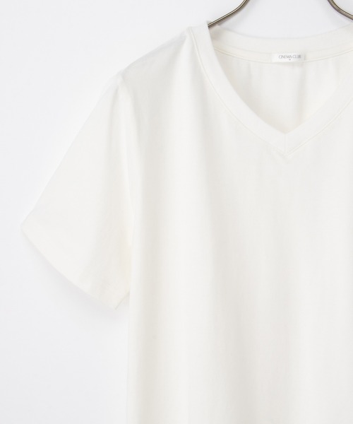 Honeys(ハニーズ)の「【ハニさら・接触冷感・UVカット】きれいめVネックTシャツ(Tシャツ/カットソー・レディース・カーキ/ブラック/オフホワイト/ブルー/スミクロ/モカ・L/LL/M/S)」の18枚目の写真