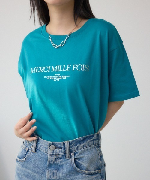セール】メタリックプリントTシャツ（Tシャツ/カットソー）｜AZUL BY 