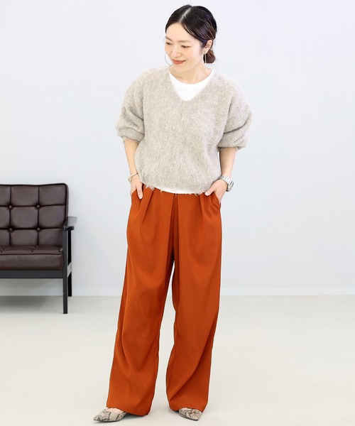 Aletta vita（アレッタビータ）の「フロントタックセミワイドパンツ（その他パンツ・レディース・ブラック/テラコッタ・M）」の14枚目の写真