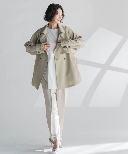 la.f…(ラエフ)の「ショートトレンチコート≪手洗い可能≫(トレンチコート・レディース・ネイビー/ベージュ・9号/7号/11号)」の8枚目の写真