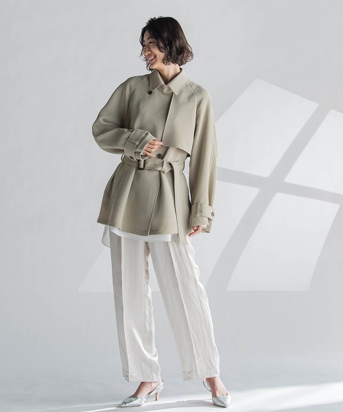 la.f…(ラエフ)の「ショートトレンチコート≪手洗い可能≫(トレンチコート・レディース・ネイビー/ベージュ・9号/7号/11号)」の6枚目の写真