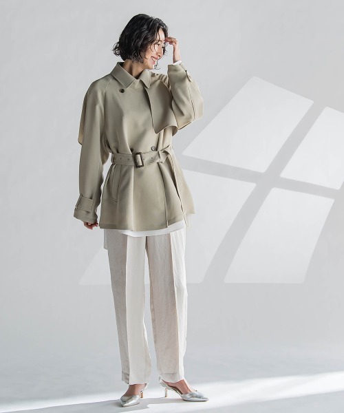 la.f…(ラエフ)の「ショートトレンチコート≪手洗い可能≫(トレンチコート・レディース・ネイビー/ベージュ・9号/7号/11号)」の4枚目の写真