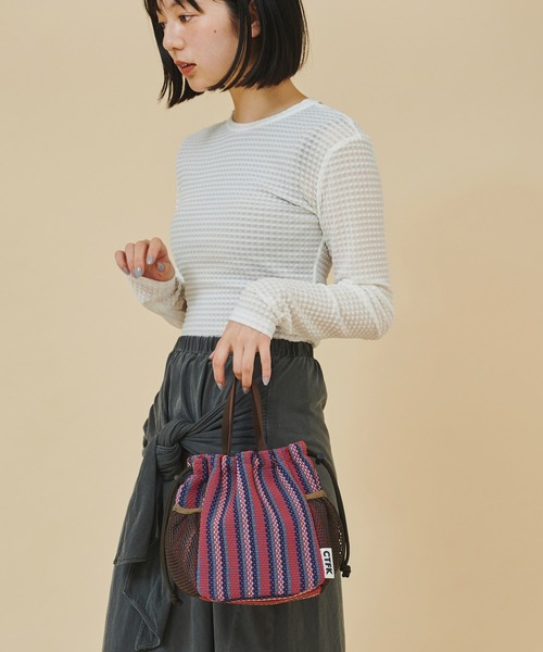 CONTROL FREAK / CTFK（コントロールフリーク）の「CONTROL FREAK / CTFK（コントロールフリーク）メッシュシート巾着（ショルダーバッグ・レディース・ブラック/レッド/ベージュ・FREE）」の21枚目の写真