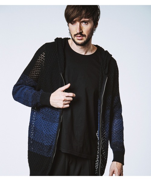 NO ID.（ノーアイディ）の「【NO ID.】Changing Sheer Knit Zip Parka / チェンジング シアー ニット ジップ パーカ（パーカー・メンズ・ブラック/ブラック×ブルー/ブラック×パープル・ONE SIZE）」の7枚目の写真