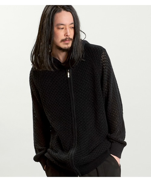 NO ID.（ノーアイディ）の「【NO ID.】Changing Sheer Knit Zip Parka / チェンジング シアー ニット ジップ パーカ（パーカー・メンズ・ブラック/ブラック×ブルー/ブラック×パープル・ONE SIZE）」の11枚目の写真