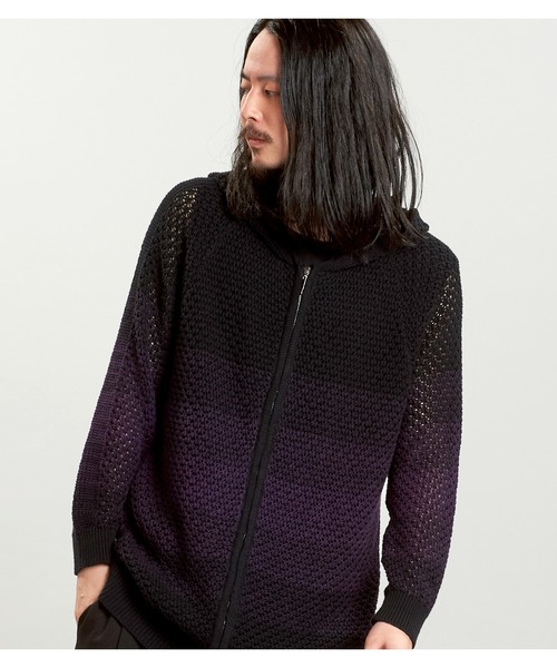 NO ID.（ノーアイディ）の「【NO ID.】Changing Sheer Knit Zip Parka / チェンジング シアー ニット ジップ パーカ（パーカー・メンズ・ブラック/ブラック×ブルー/ブラック×パープル・ONE SIZE）」の16枚目の写真