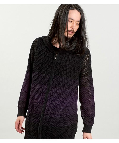 NO ID.（ノーアイディ）の「【NO ID.】Changing Sheer Knit Zip Parka / チェンジング シアー ニット ジップ パーカ（パーカー・メンズ・ブラック/ブラック×ブルー/ブラック×パープル・ONE SIZE）」の18枚目の写真