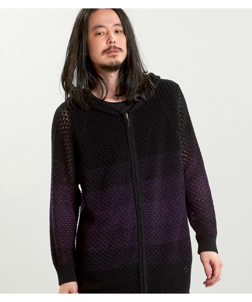 NO ID.（ノーアイディ）の「【NO ID.】Changing Sheer Knit Zip Parka / チェンジング シアー ニット ジップ パーカ（パーカー・メンズ・ブラック/ブラック×ブルー/ブラック×パープル・ONE SIZE）」の19枚目の写真