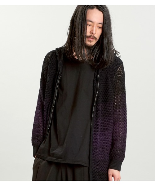 NO ID.（ノーアイディ）の「【NO ID.】Changing Sheer Knit Zip Parka / チェンジング シアー ニット ジップ パーカ（パーカー・メンズ・ブラック/ブラック×ブルー/ブラック×パープル・ONE SIZE）」の17枚目の写真