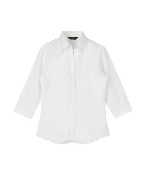 TOKYO SHIRTS(トウキョウシャツ)の「透け防止 形態安定ノーアイロン スキッパー 7分袖ビジネスワイシャツ(ビジネスシャツ・レディース・ホワイト・LL/S/M/L/XL/XS)」の1枚目の写真