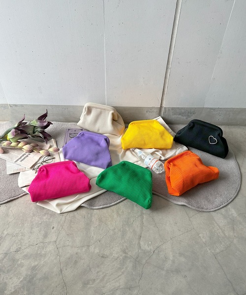 styiro(スタイロ)の「メッシュがま口クラッチバッグ/バッグインポーチ(クラッチバッグ・レディース・パープル/ピンク/グリーン/ホワイト/イエロー/オレンジ/ブラック・FREE)」の8枚目の写真
