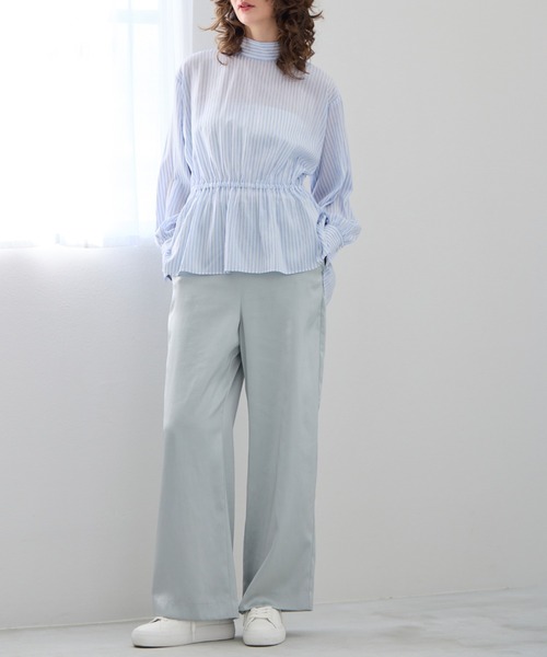R-ISM(リズム)の「【洗える】ボタン使いサテンワイドパンツ(その他パンツ・レディース・ライトグレー/ブラウン・4/2)」の12枚目の写真