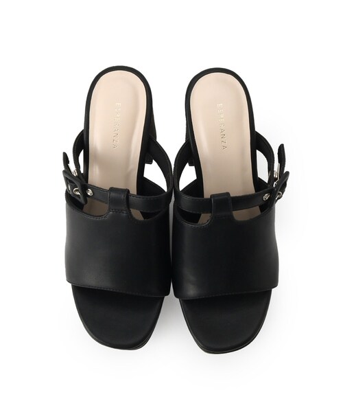 セール】ミニバックルコルクヒールミュール（サンダル）｜ESPERANZA