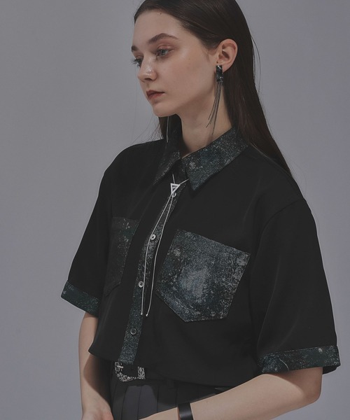 HARE（ハレ）の「ジャガードキリカエショートシャツ(HARE)（シャツ/ブラウス・レディース・ブルー/ブラック/ライトグリーン/ピンク/グリーン系その他/ブルーパープル/オレンジ/ブルー系その他/オレンジ系その他・FREE）」の17枚目の写真