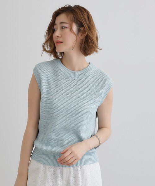 grove(グローブ)の「ラメの上品な輝きが魅力 ラメカノコスリーブレスニット(ニット/セーター・レディース・オフホワイト/ブラック/ライトブルー・01/02/03/04/05)」の11枚目の写真