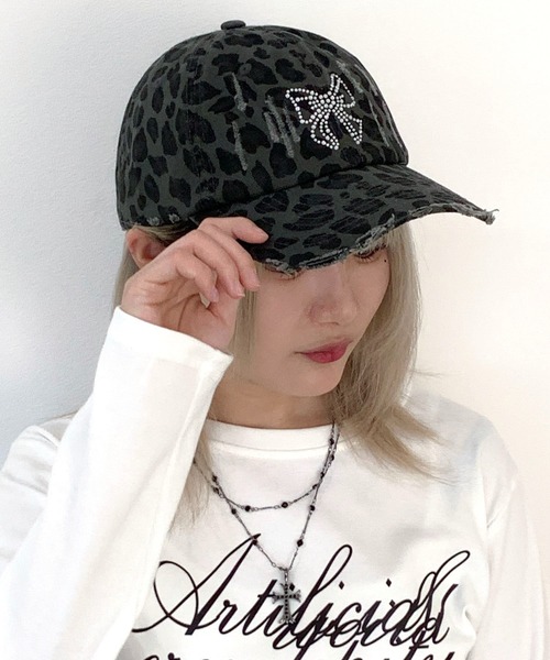 lilful（リルフル）の「バタフライリボンモチーフ ラインストーン レオパード柄キャップ（キャップ・レディース・ベージュ/ブラウン/グレー・F）」の14枚目の写真