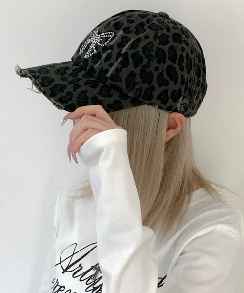 lilful（リルフル）の「バタフライリボンモチーフ ラインストーン レオパード柄キャップ（キャップ・レディース・ベージュ/ブラウン/グレー・F）」の15枚目の写真