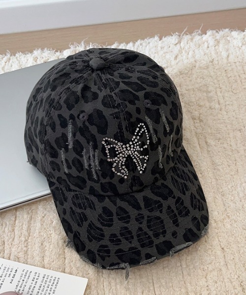 lilful（リルフル）の「バタフライリボンモチーフ ラインストーン レオパード柄キャップ（キャップ・レディース・ベージュ/ブラウン/グレー・F）」の21枚目の写真